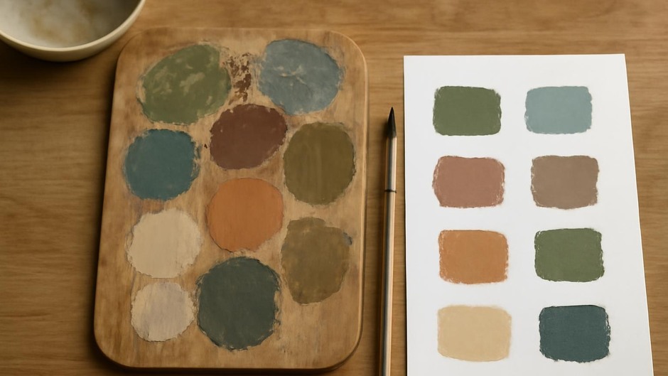 palette with mixed muted colours and small swatches